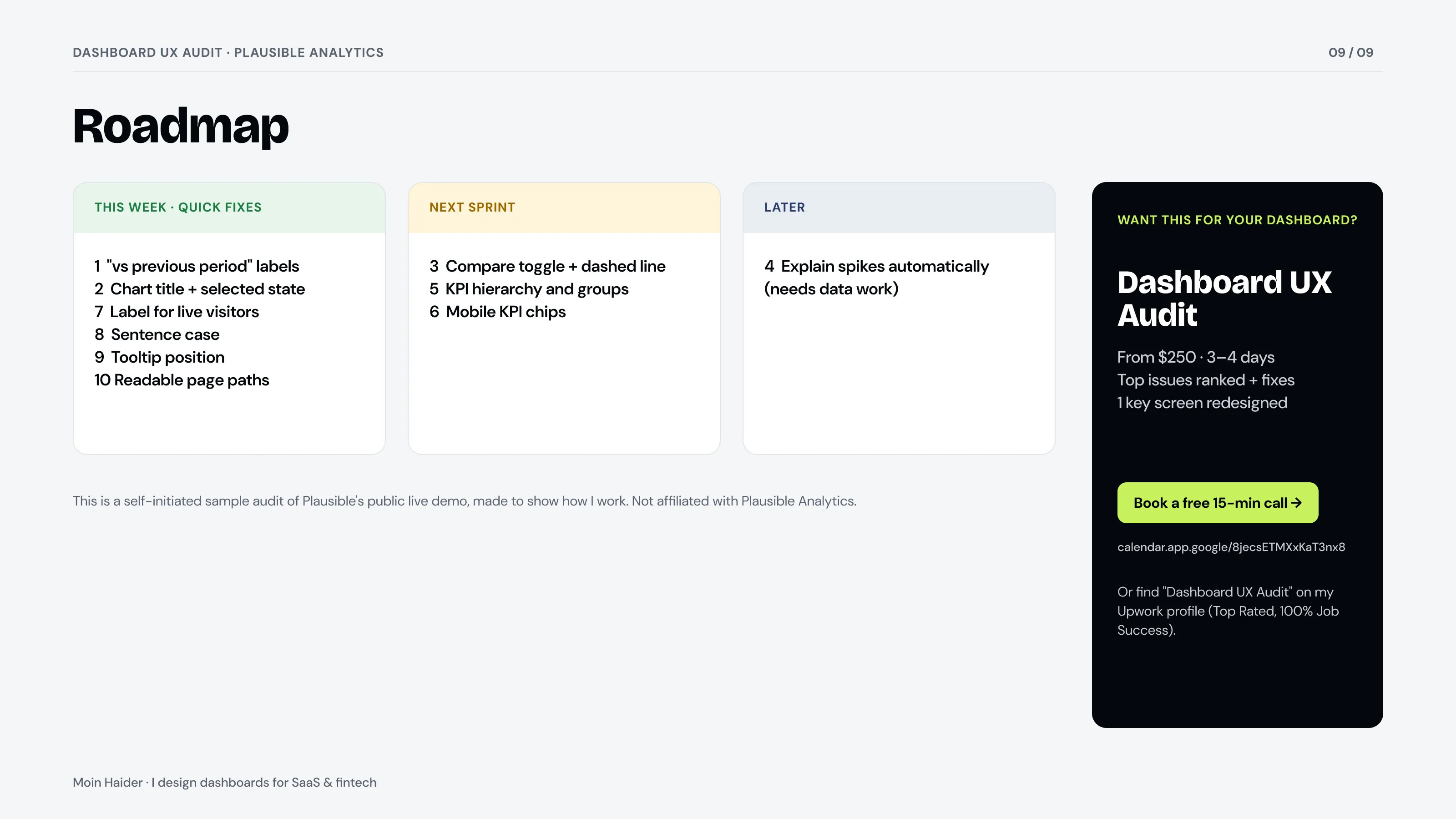 Audit roadmap page