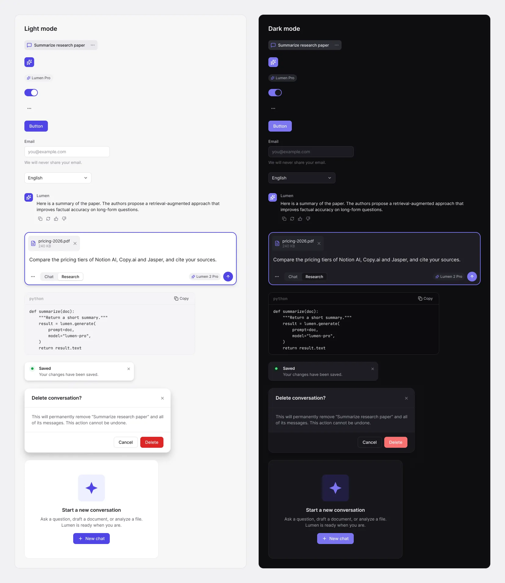 Lumen AI design system playground