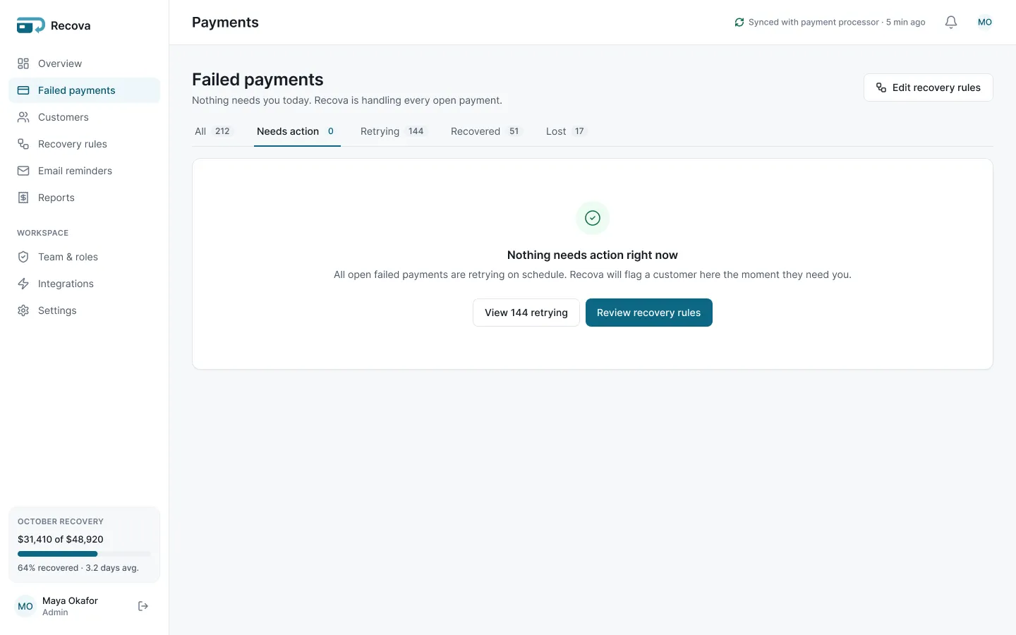 Recova empty queue